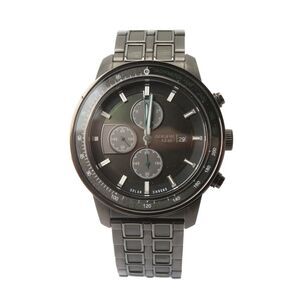Original Grain Mens Gray S-Steel Green Barrel Chronograph Solar Watch 45mm